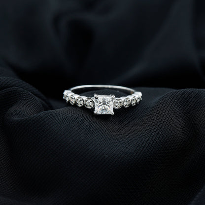 Square Cut Moissanite Engagement Ring with Side Stones
