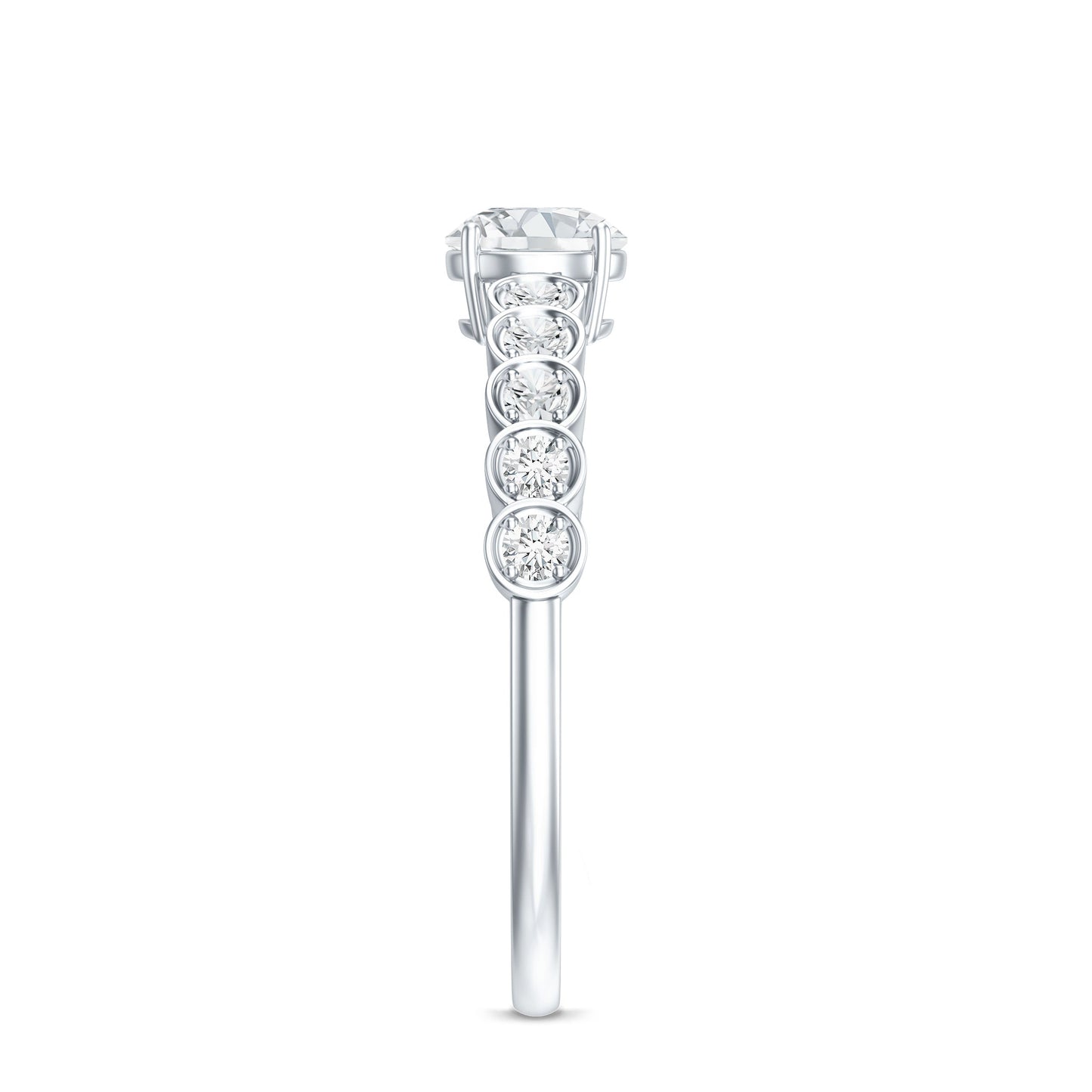 Certified 0.5 Carat Round Moissanite Engagement Ring with Side Stones