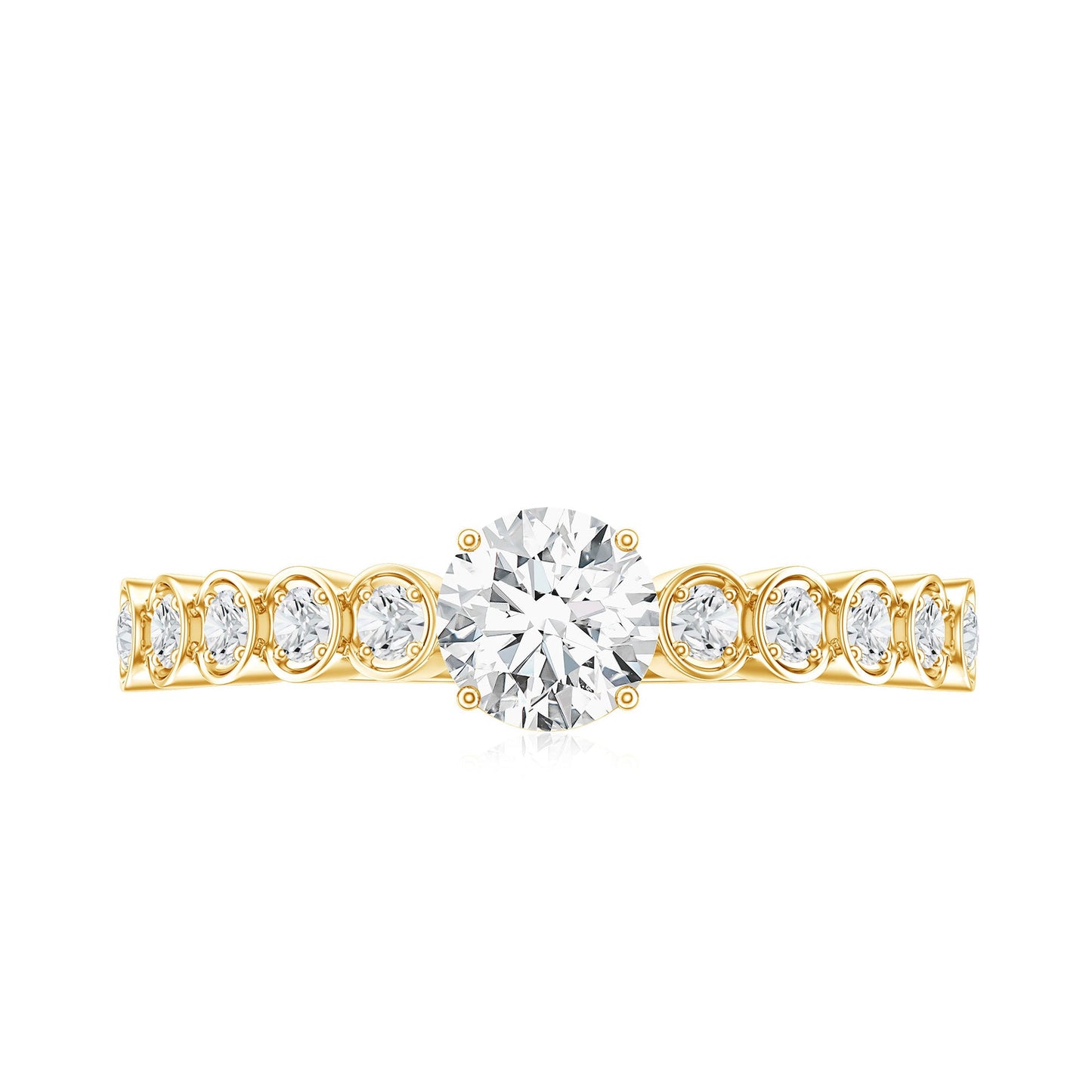 Certified 0.5 Carat Round Moissanite Engagement Ring with Side Stones