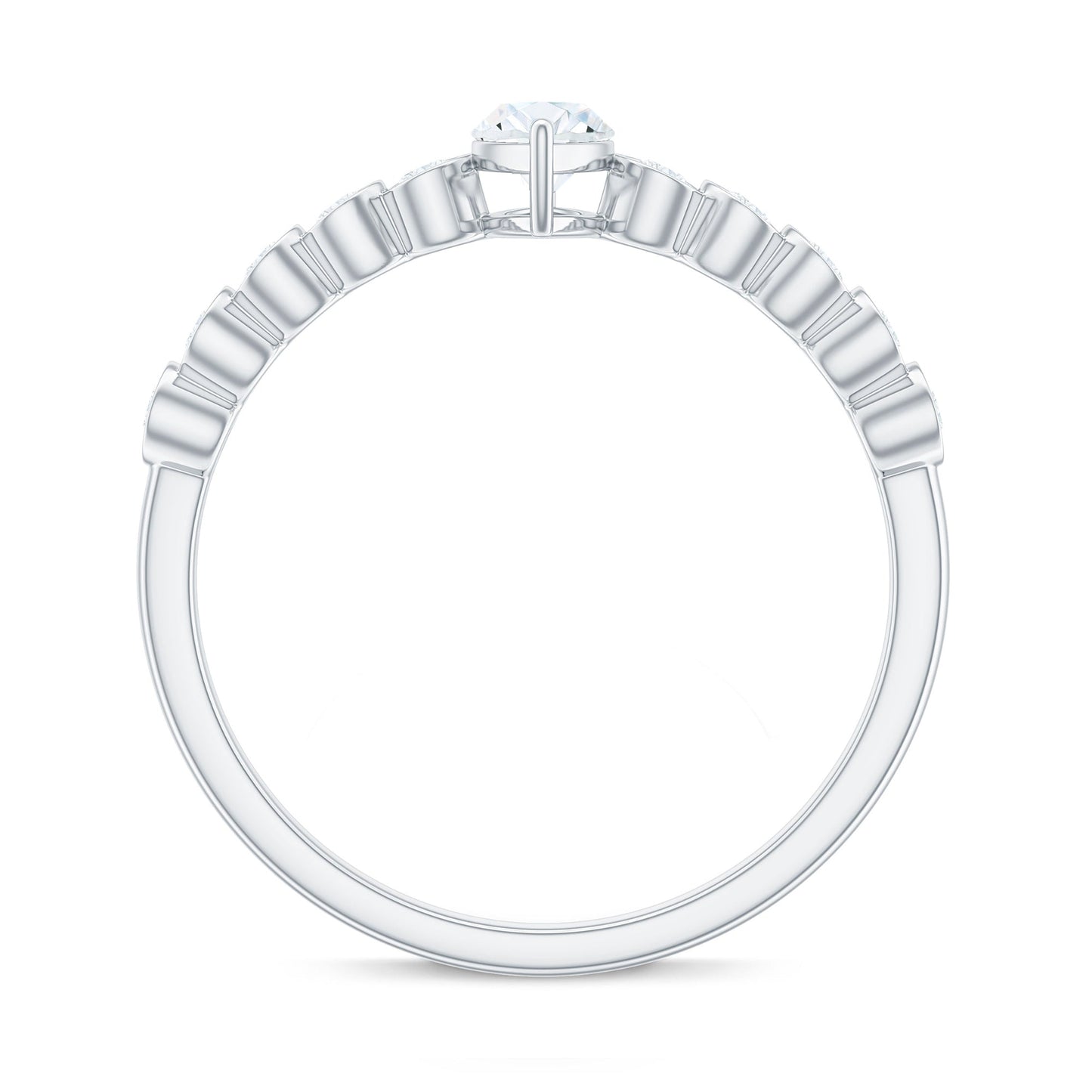 0.7 Carat Marquise Cut Moissanite Solitaire Engagement Ring with Side Stones