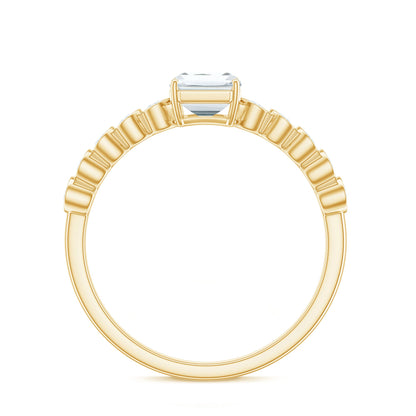 Certified Emerald Cut Moissanite Solitaire Engagement Ring with Side Stones
