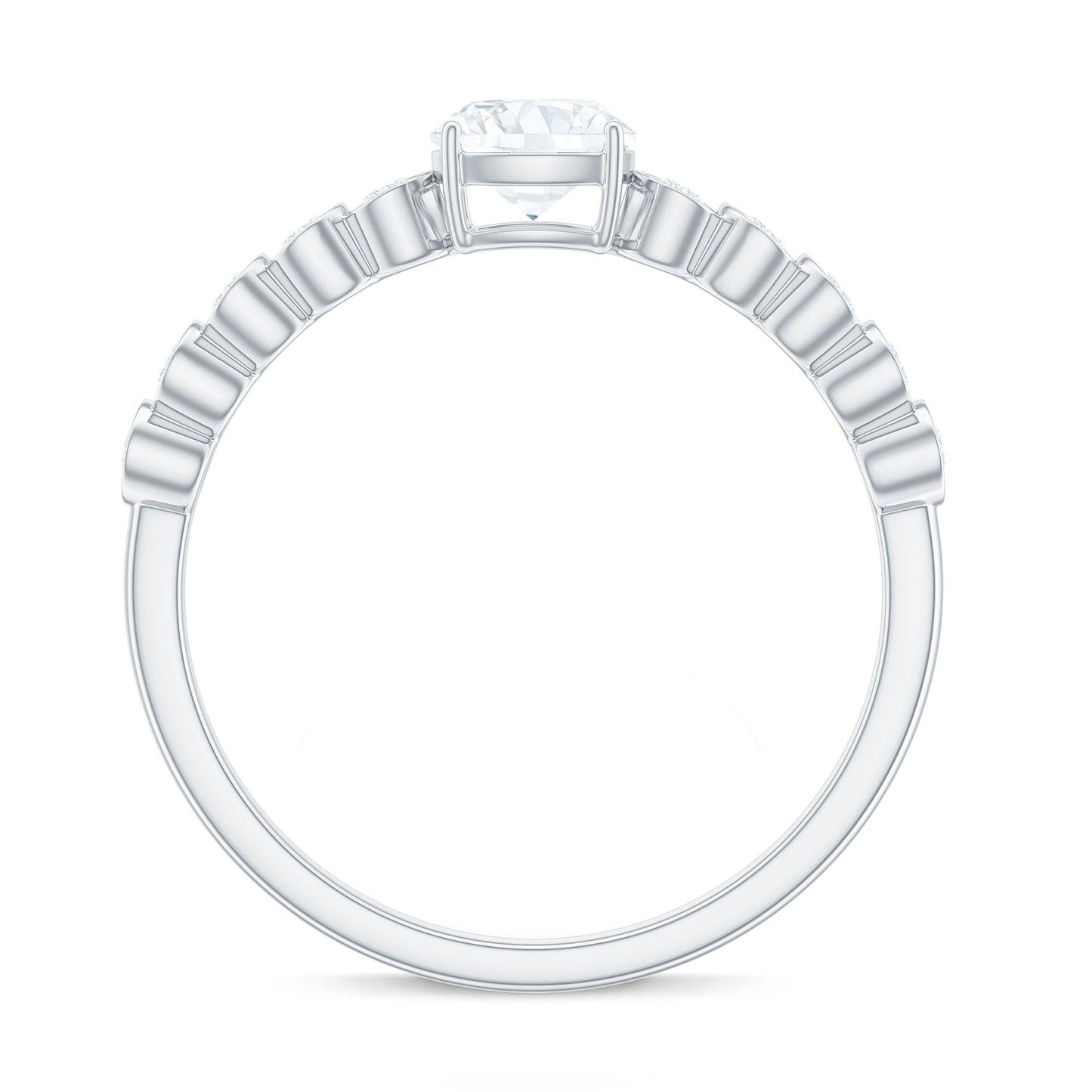 1.7 Carat Cushion Cut Moissanite Solitaire Engagement Ring with Side Stones