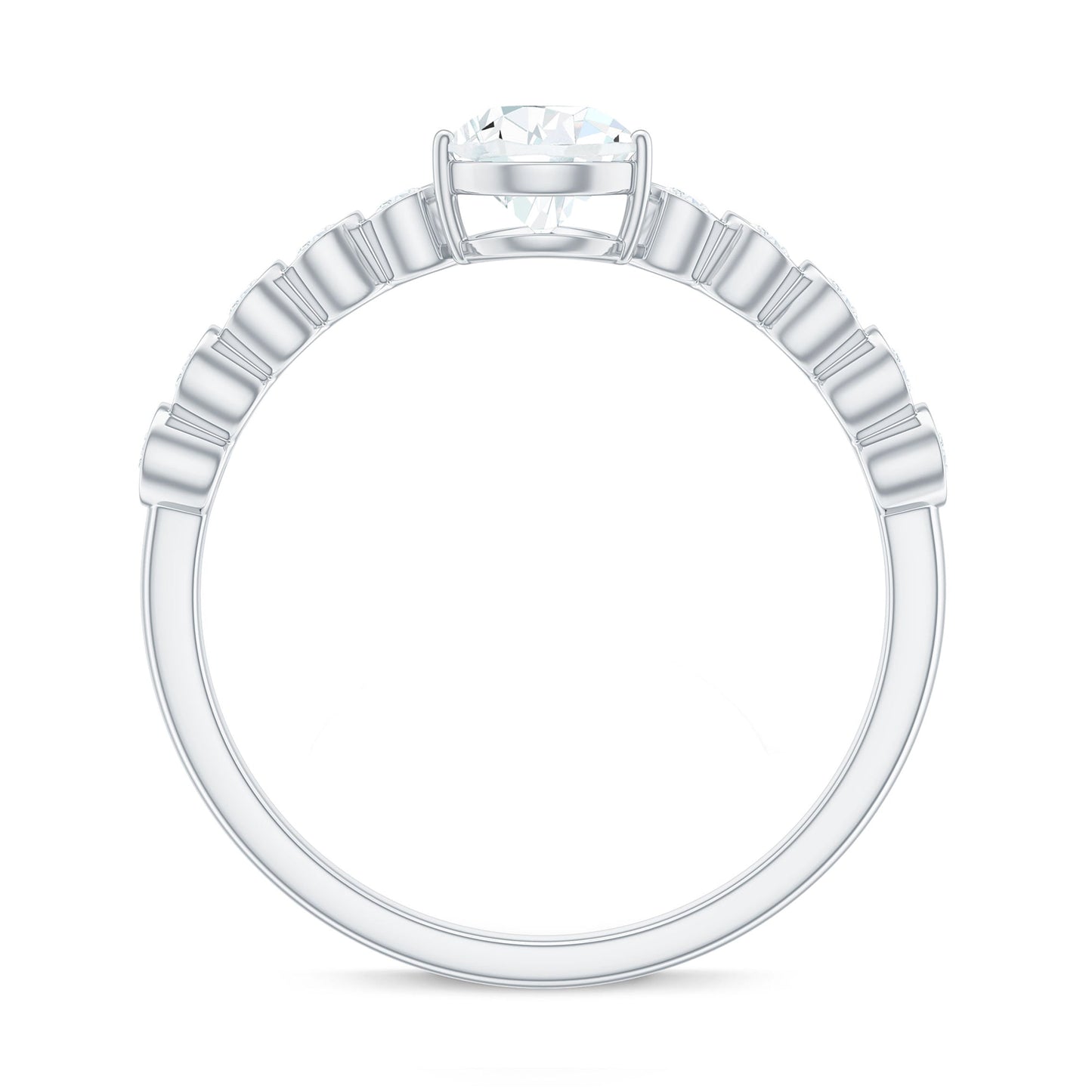 0.7 Carat Pear Cut Moissanite Teardrop Engagement Ring with Side Stones