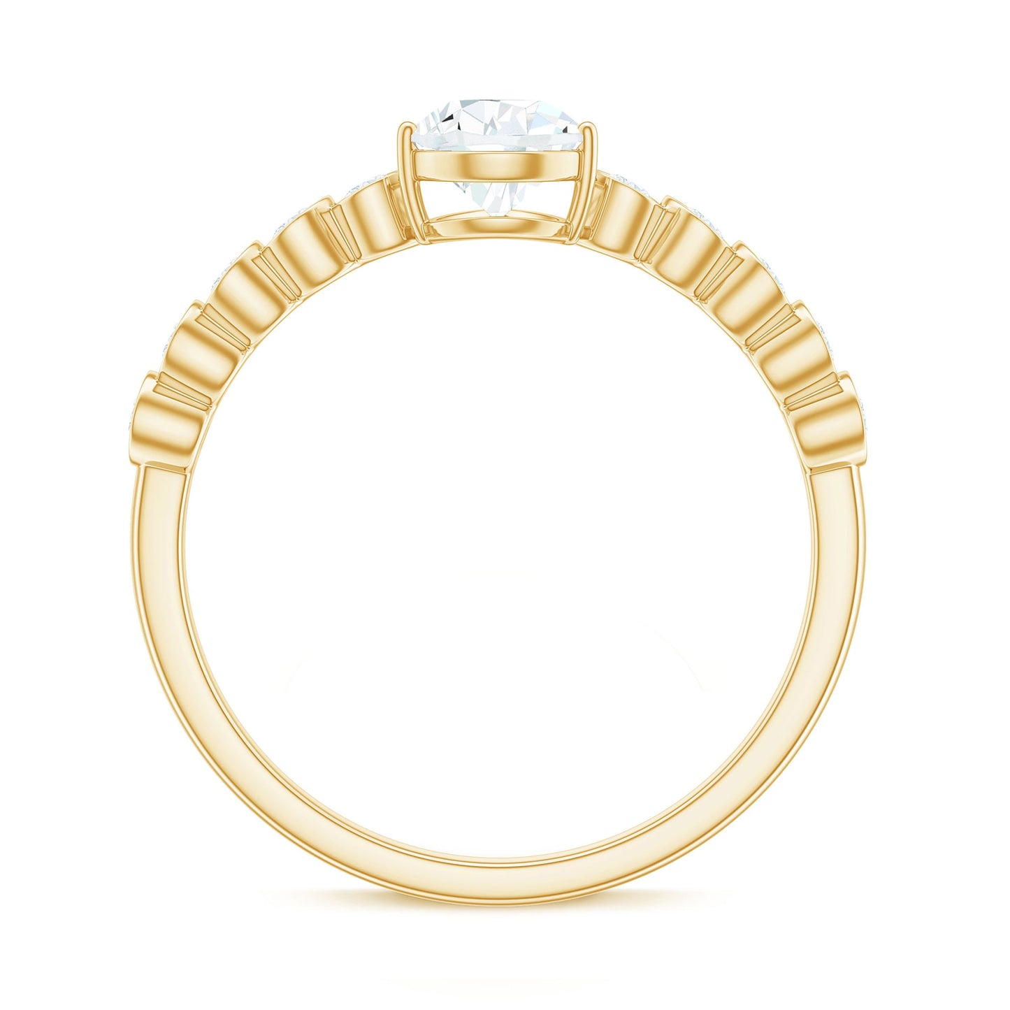 0.7 Carat Pear Cut Moissanite Teardrop Engagement Ring with Side Stones