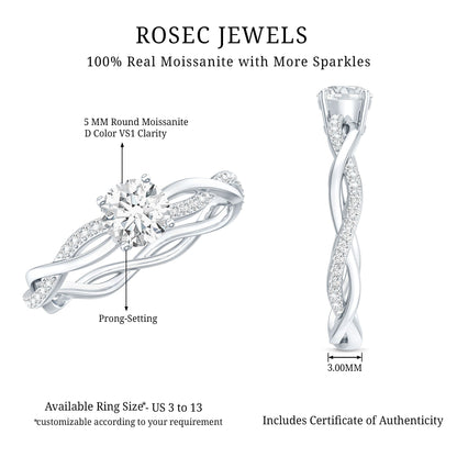 Round Cut Moissanite Braided Engagement Ring