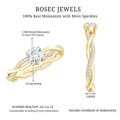 Round Cut Moissanite Braided Engagement Ring