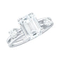 1.8 Carat Emerald Cut Moissanite Solitaire Double Band Engagement Ring
