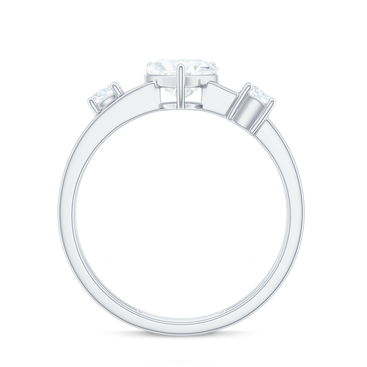 1.5 Carat Heart Shape Moissanite Solitaire Double Band Engagement Ring
