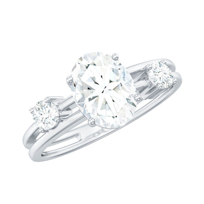 1.2 Carat Oval Cut Certified Moissanite Solitaire Engagement Ring