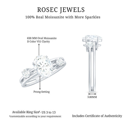 1.2 Carat Oval Cut Certified Moissanite Solitaire Engagement Ring
