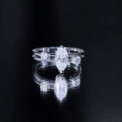 Certified Moissanite Marquise Engagement Ring
