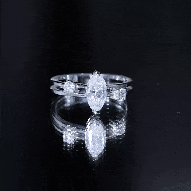 Certified Moissanite Marquise Engagement Ring