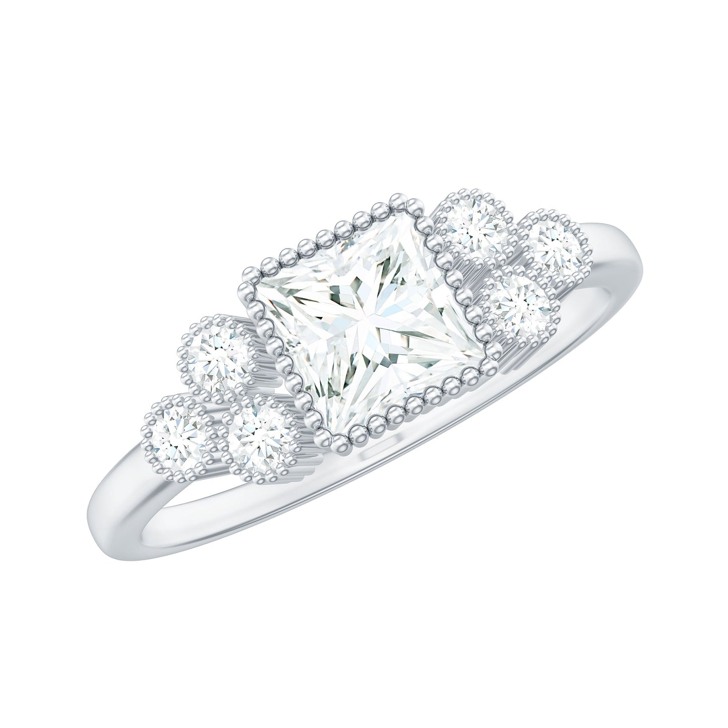 0.7 Carat Princess Cut Moissanite Classic Solitaire Engagement Ring