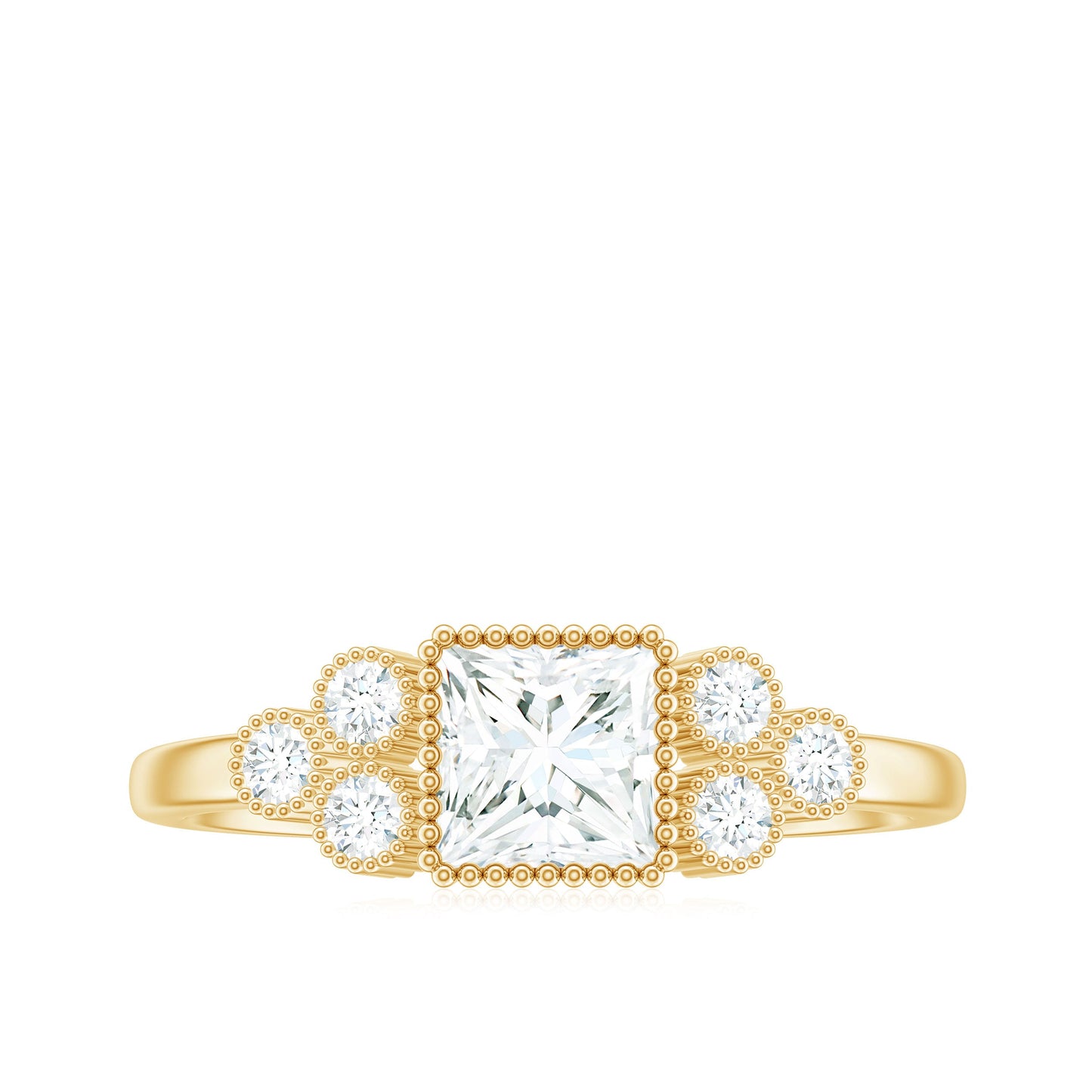 0.7 Carat Princess Cut Moissanite Classic Solitaire Engagement Ring