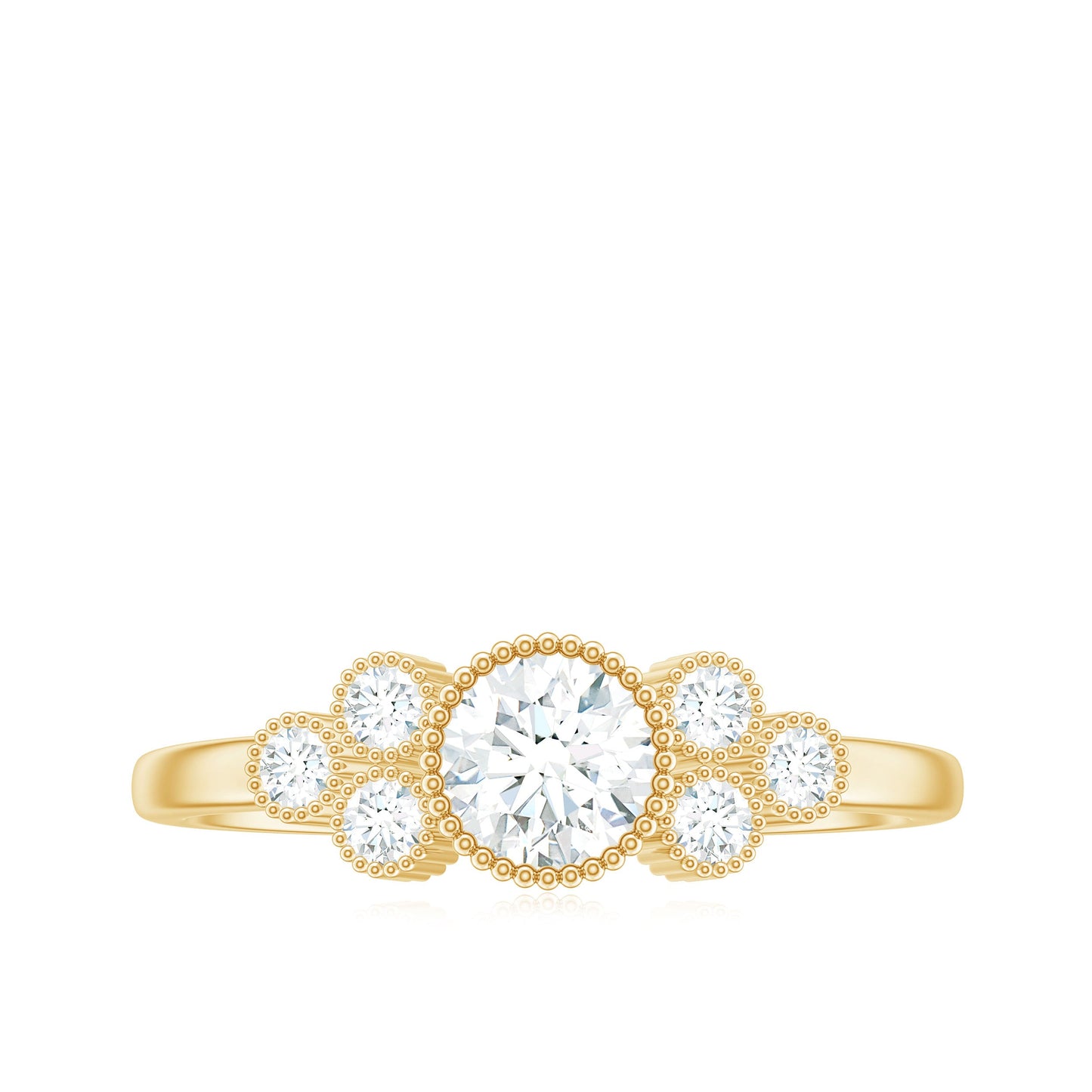Moissanite Classic Engagement Ring with Beaded Details