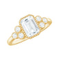 1.8 Carat Emerald Cut Moissanite Classic Engagement Ring with Beaded Details
