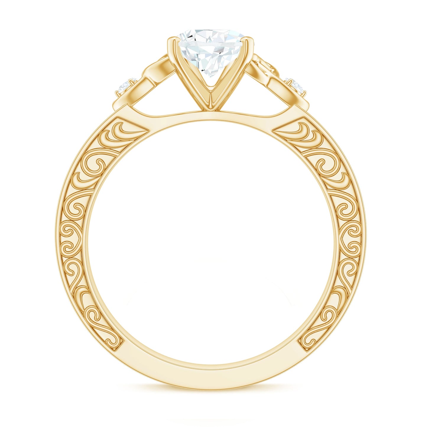 1.3 Carat Certified Moissanite Teardrop Solitaire Engagement Ring with Engraved Shank