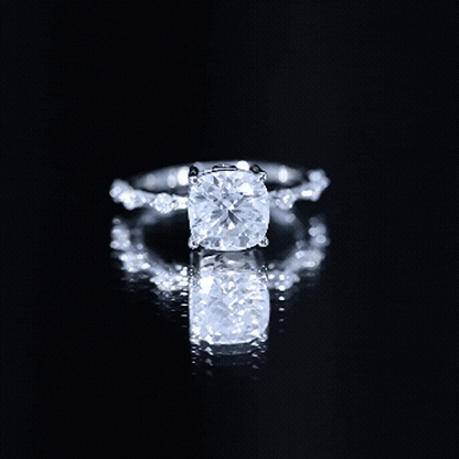 Certified Cushion Cut Moissanite Huge Engagement Ring