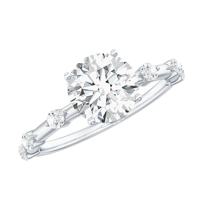 Certified Round Shape Moissanite Solitaire Engagement Ring