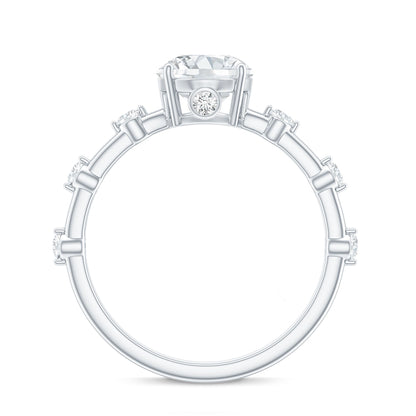 Certified Round Shape Moissanite Solitaire Engagement Ring