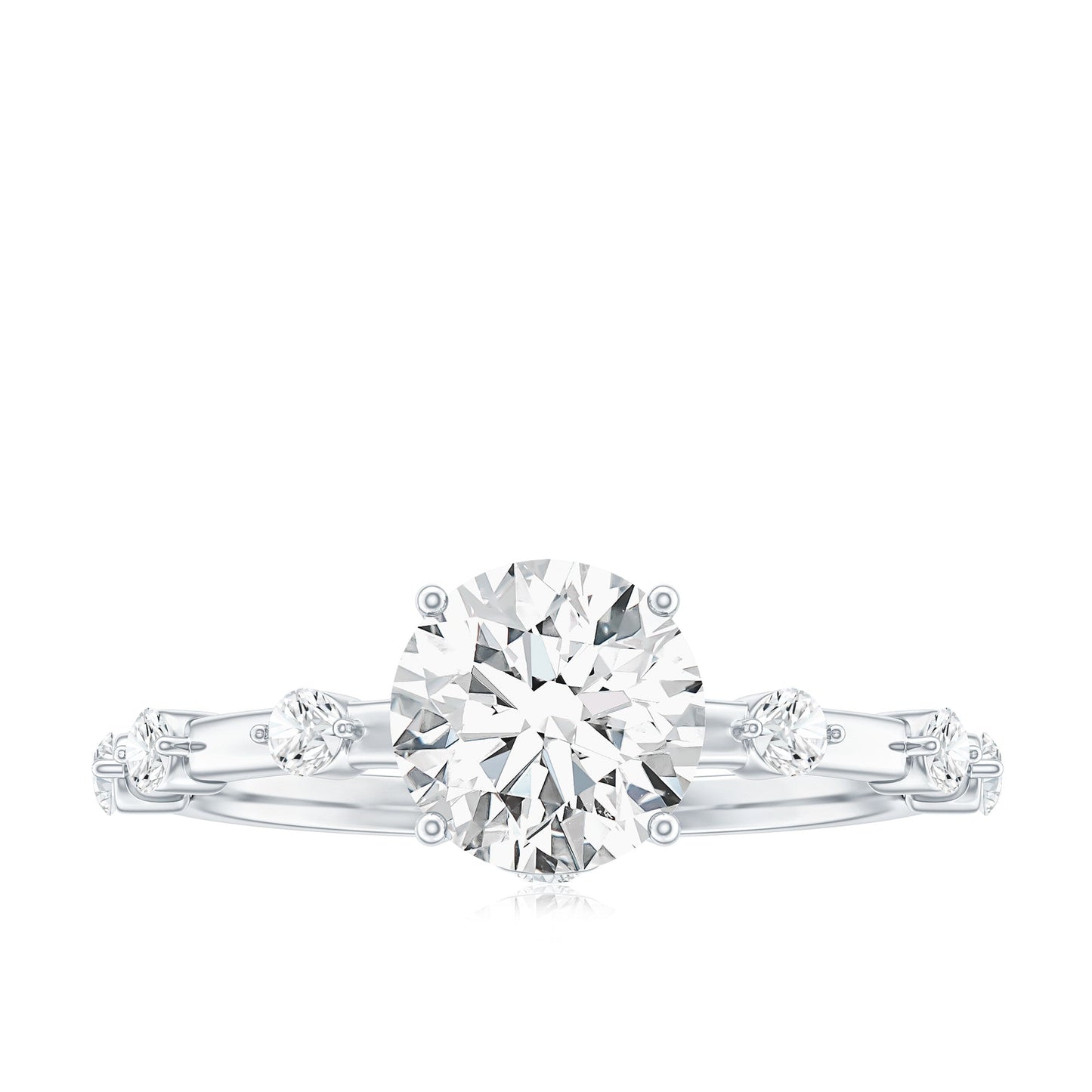 Certified Round Shape Moissanite Solitaire Engagement Ring