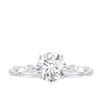 Certified Round Shape Moissanite Solitaire Engagement Ring
