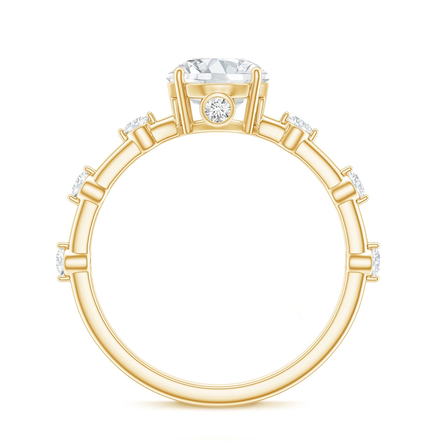 Certified Round Shape Moissanite Solitaire Engagement Ring