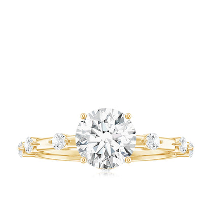 Certified Round Shape Moissanite Solitaire Engagement Ring