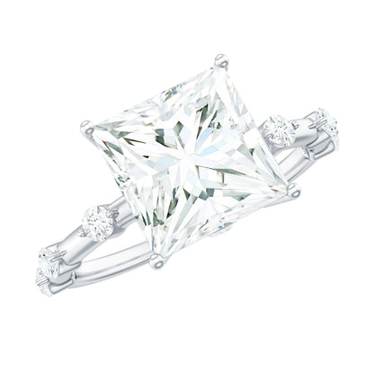 3 Carat Certified Princess Cut Moissanite Solitaire Engagement Ring