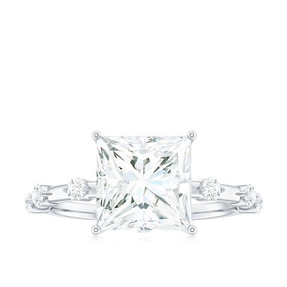 3 Carat Certified Princess Cut Moissanite Solitaire Engagement Ring