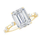 Emerald Cut Moissanite Large Engagement Ring With Certificate