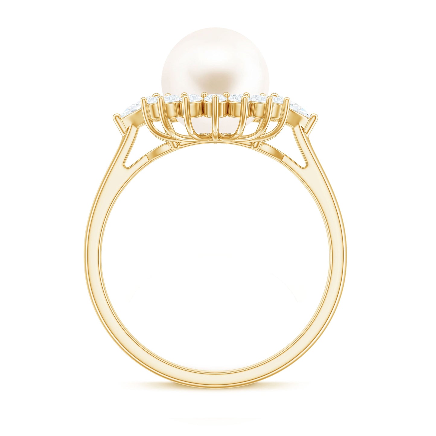 Cultured 3 Carat Freshwater Pearl Engagement Ring with Diamond Halo