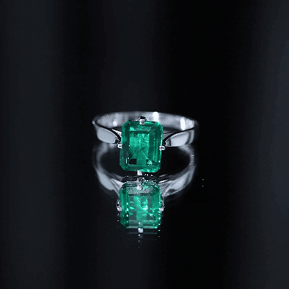 3 Carat Emerald Cut Lab Grown Emerald Solitaire Engagement Ring