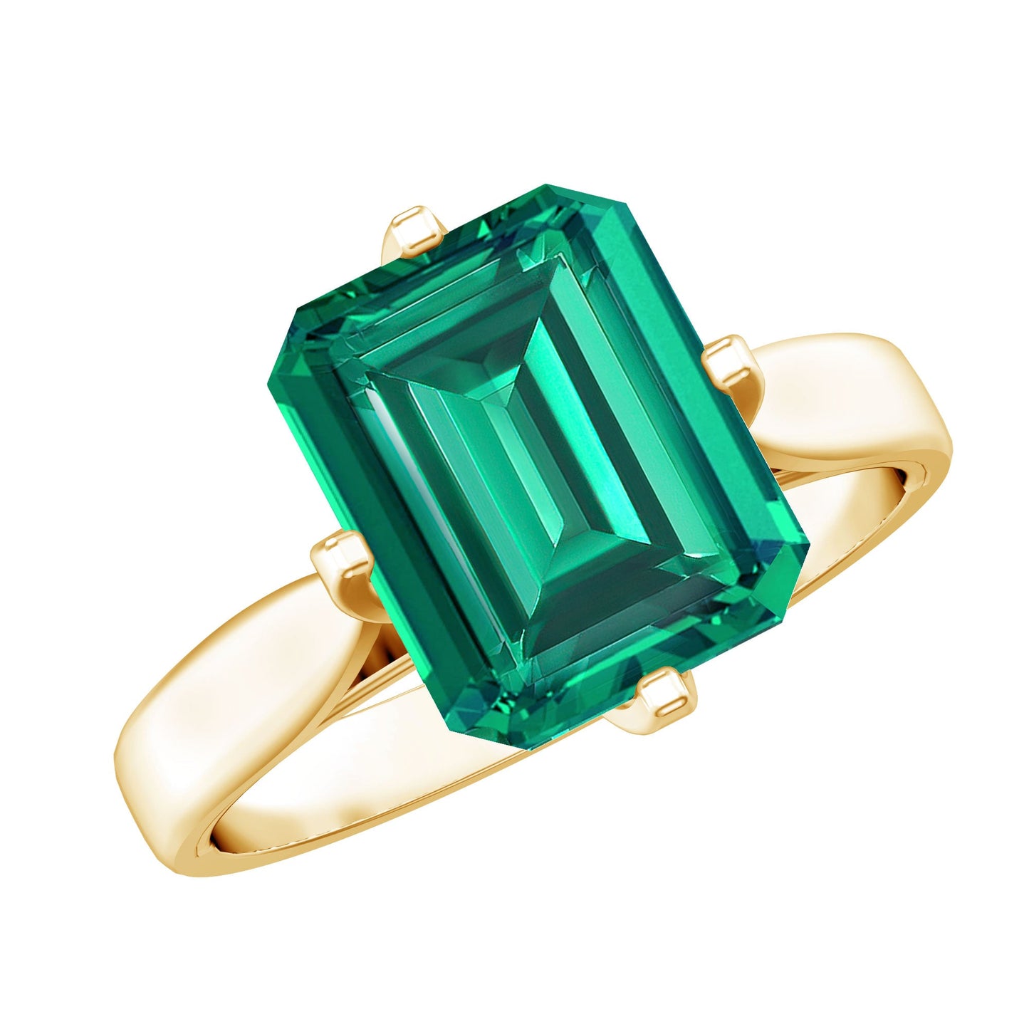 3 Carat Emerald Cut Lab Grown Emerald Solitaire Engagement Ring