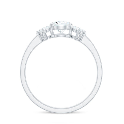 Certified Moissanite Pear Shape Engagement Ring with Trio