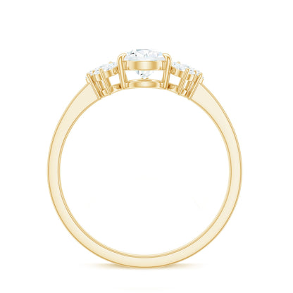 Certified Moissanite Pear Shape Engagement Ring with Trio
