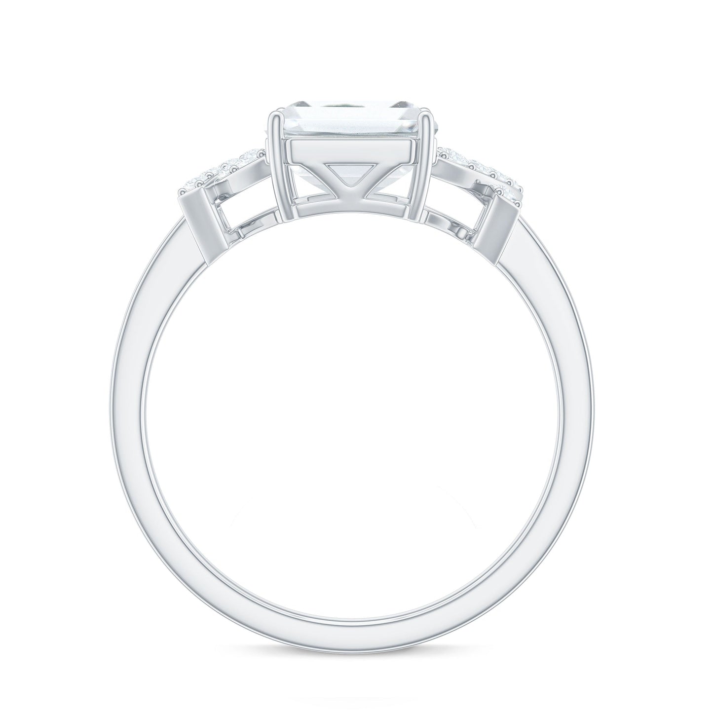 2.8 Carat Emerald Cut Certified Moissanite Solitaire Engagement Ring