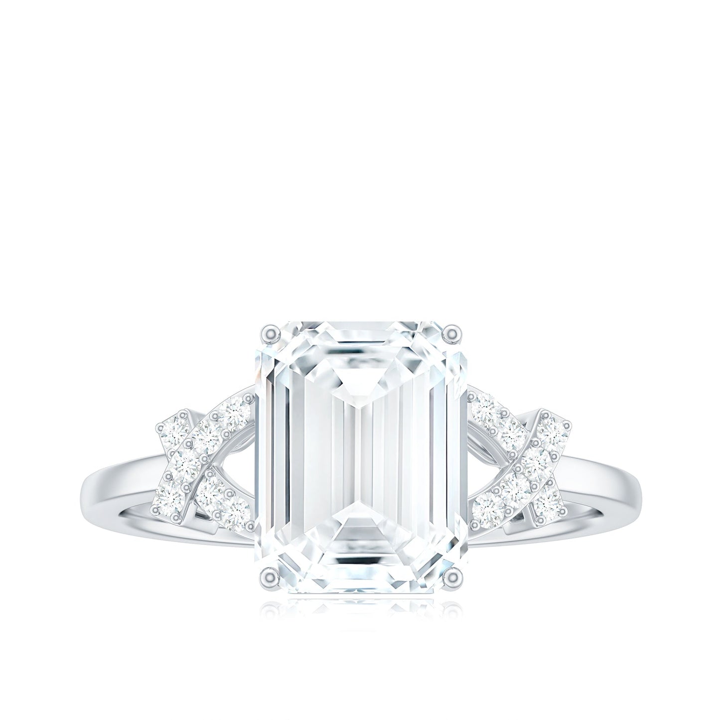2.8 Carat Emerald Cut Certified Moissanite Solitaire Engagement Ring