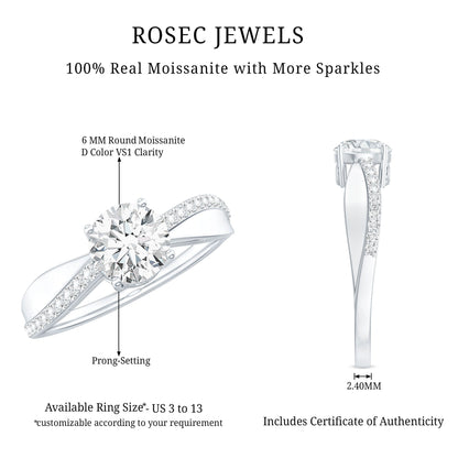 Classic Round Cut Moissanite Solitaire Engagement Ring for Women