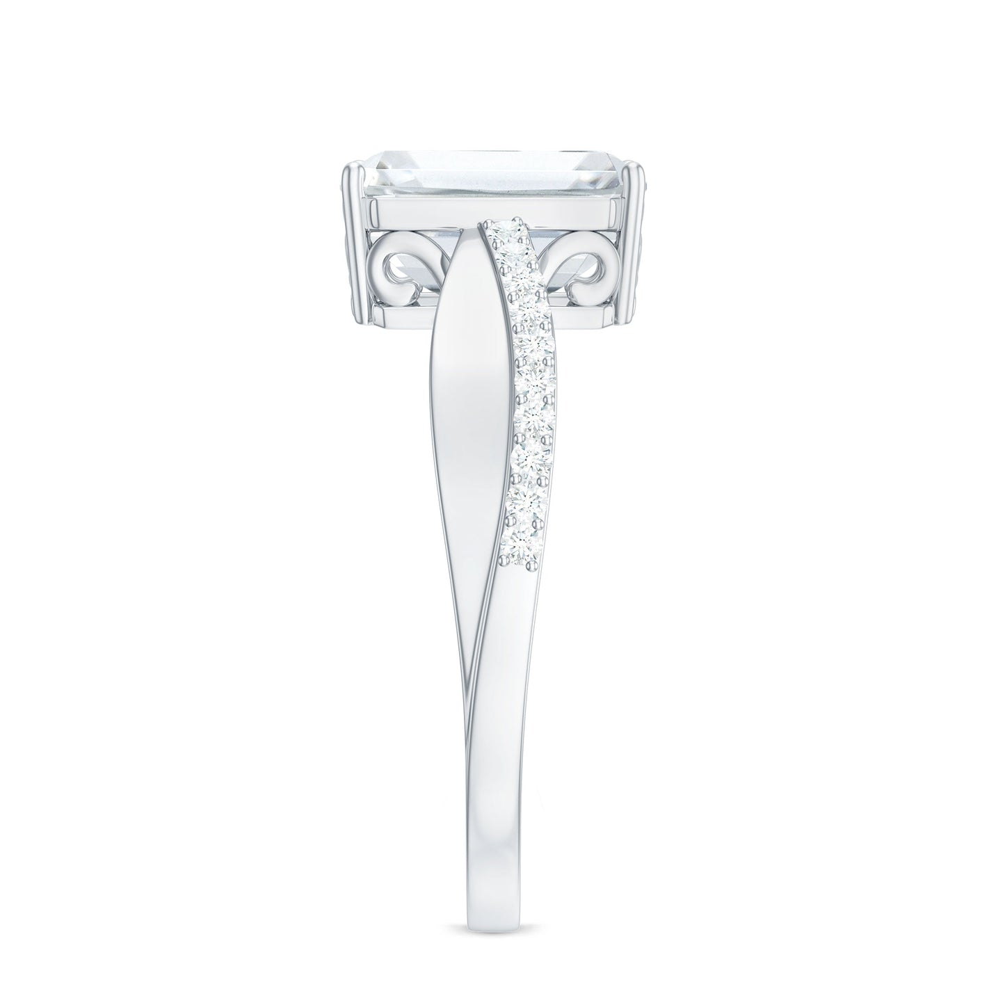 2.8 Carat Emerald Cut Moissanite Solitaire Classic Engagement Ring