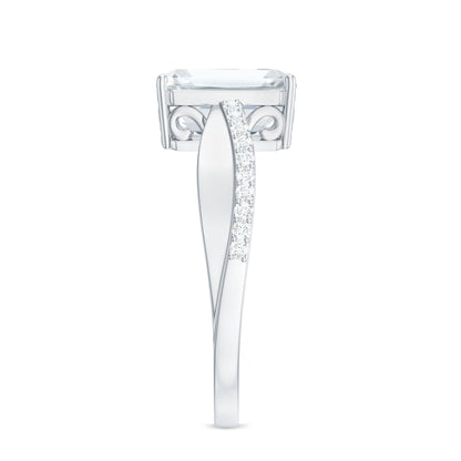 2.8 Carat Emerald Cut Moissanite Solitaire Classic Engagement Ring
