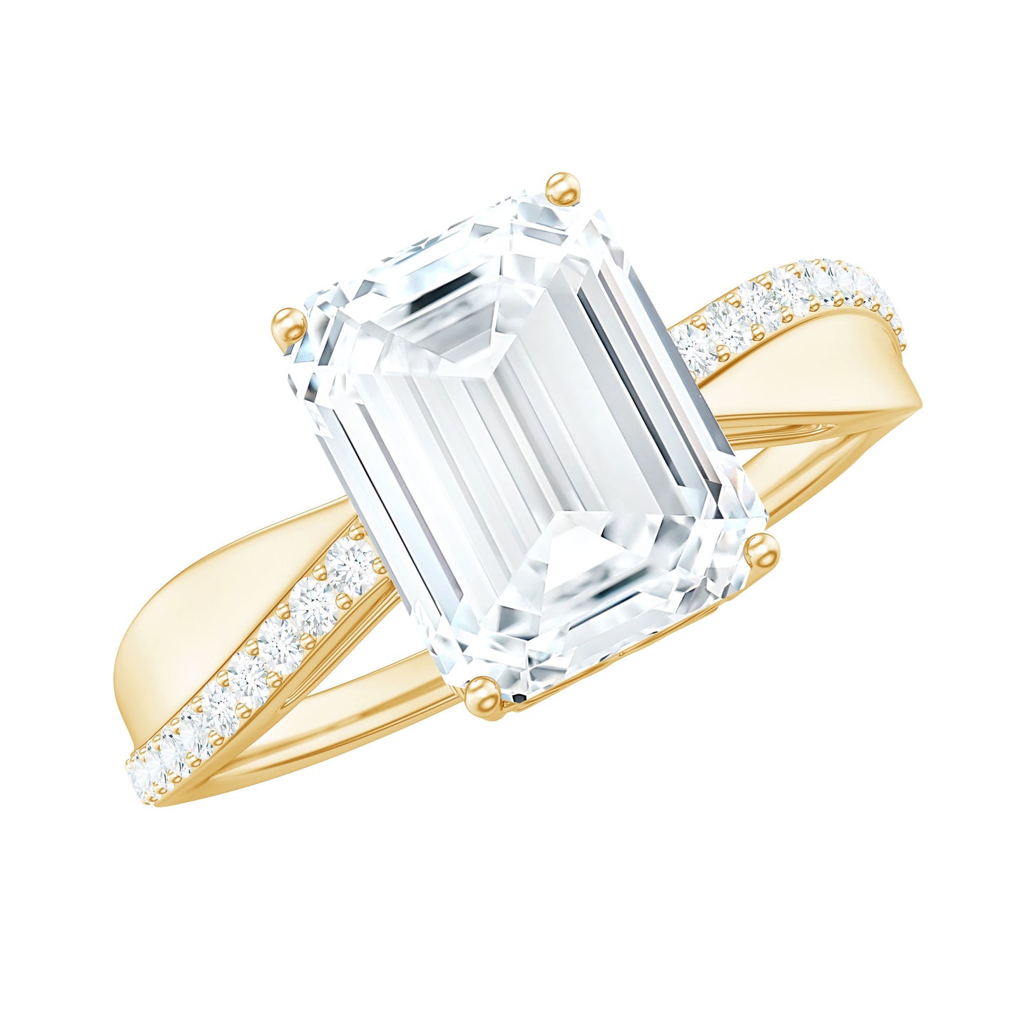 2.8 Carat Emerald Cut Moissanite Solitaire Classic Engagement Ring