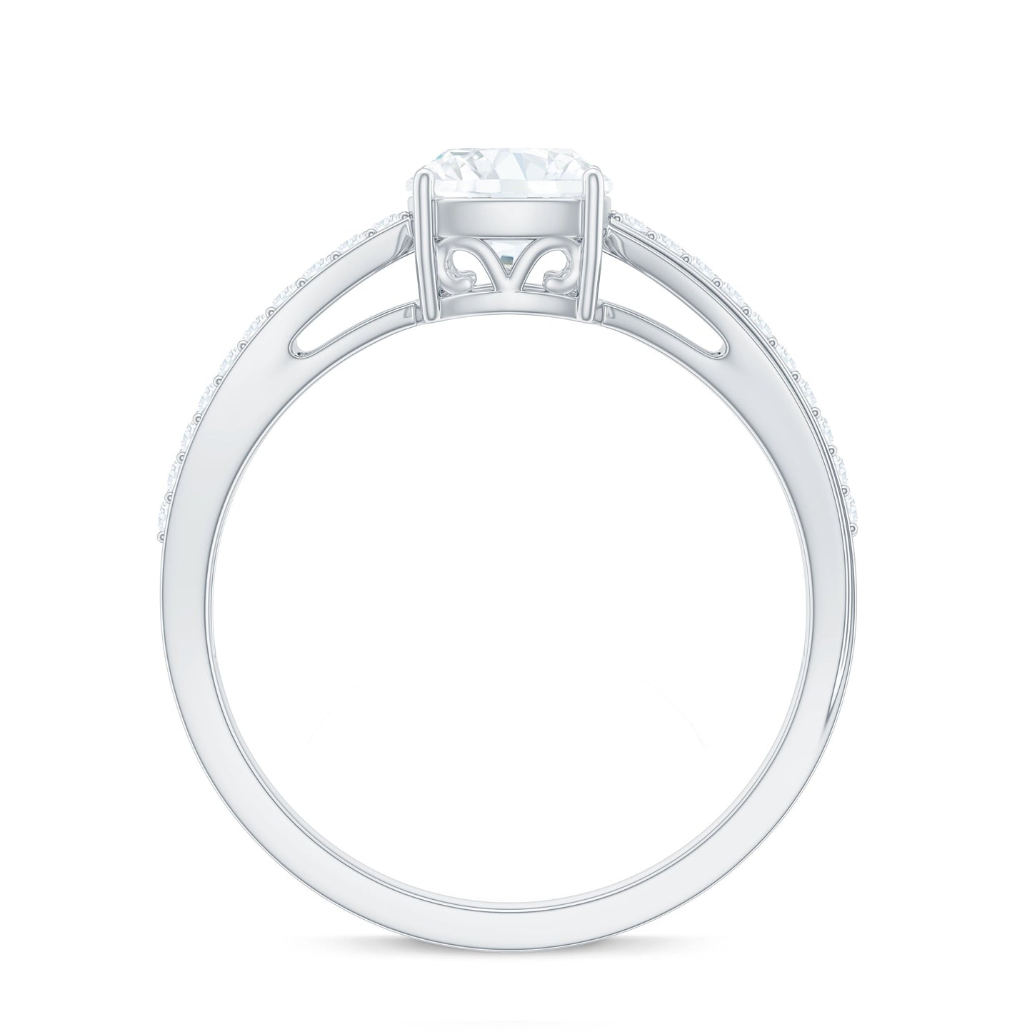 Cushion Cut Moissanite Bypass Engagement Ring