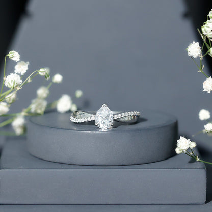 1.3 Carat Pear Shape Moissanite Solitaire Engagement Ring