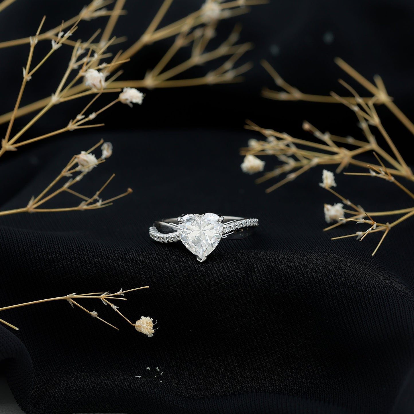Heart Shape Moissanite Solitaire Engagement Ring for Her