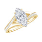 Marquise Cut Moissanite Solitaire Engagement Ring with Split Shank