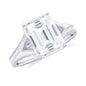 Emerald Cut Moissanite Solitaire Engagement Ring with Split Shank