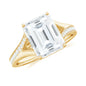 Emerald Cut Moissanite Solitaire Engagement Ring with Split Shank