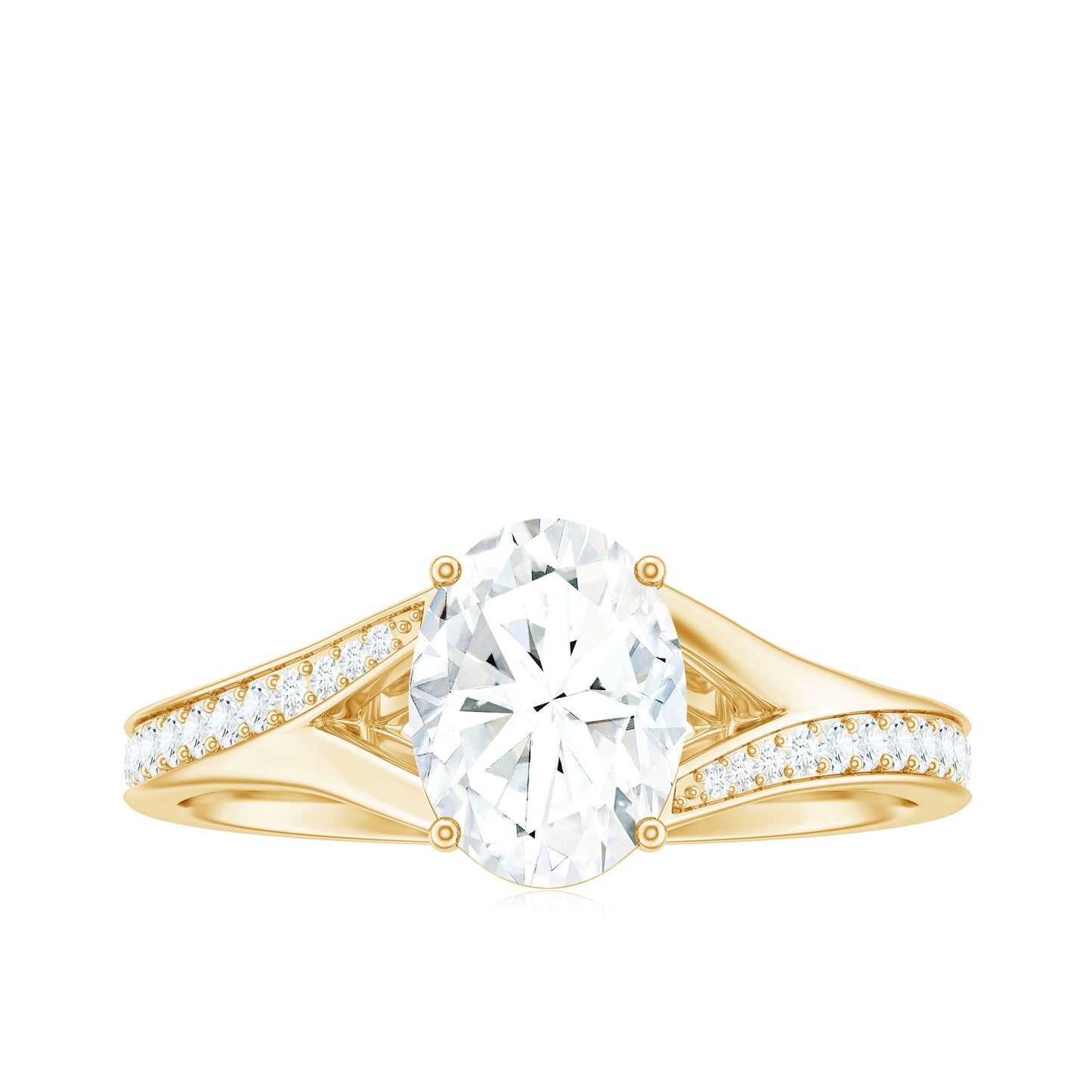 1.2 Carat Oval Cut Moissanite Solitaire Engagement Ring with Split Shank
