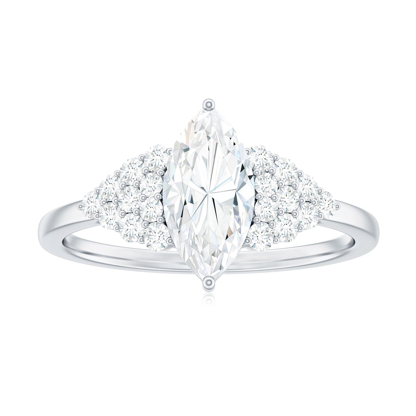 1 Carat Marquise Cut Moissanite Classic Engagement Ring